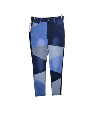 NWT Color block patchwork Skinny jeans Stretch medium
